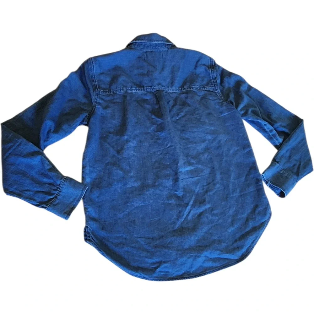 Madewell Womens Denim Quarter Zip Popover Shirt Indigo Blue Small Pockets - Picture 5 of 7